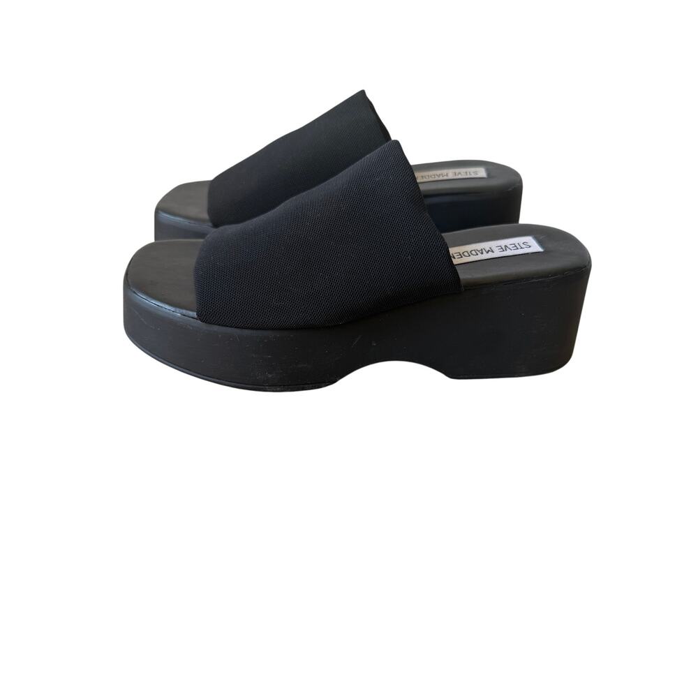 Steve Madden Women's Slinky 30 Black Slide Platform Shoes Size 6 90's Y2K